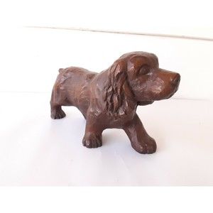 Vintage 1970s Red Mill Cocker Spaniel Dog (Pecan Shell Resin) Carved Sculpture